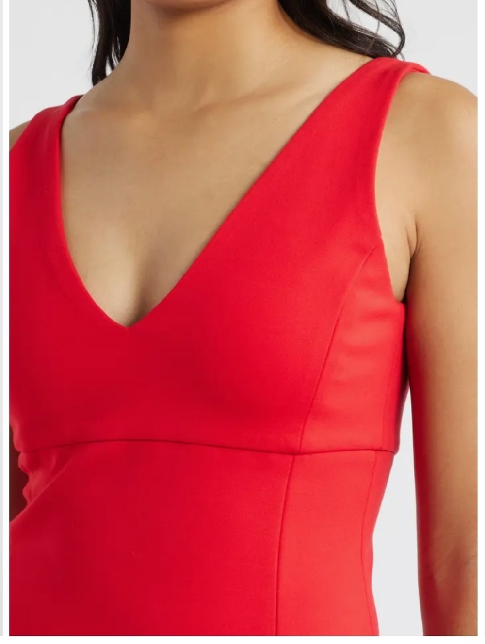 NWT SPANX Shape Red Ponte V-Neck Sleeveless Midi Dress Size M - Picture 8 of 9